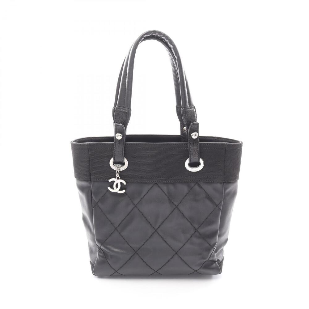 Chanel Paris Biarritz Tote Bag Canvas Leather Black